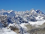 10 18 Hongu Peak, Peak 43 Kyashar, Malanphulan, Kangtega, And Khatang From West Col From the top of the West Col (6135m), the view to the west included Hongu Peak below and Peak 43 Kyashar above, Malanphulan to the right of centre with Kangtega above it, and Khatang to the far right.
